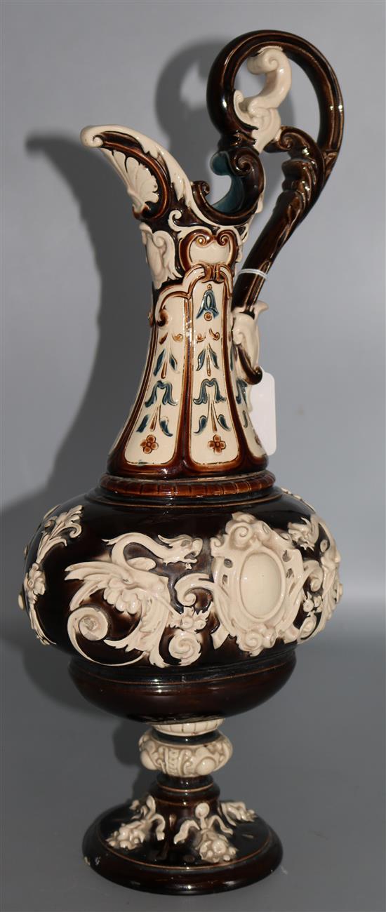 Continental majolica ewer jug